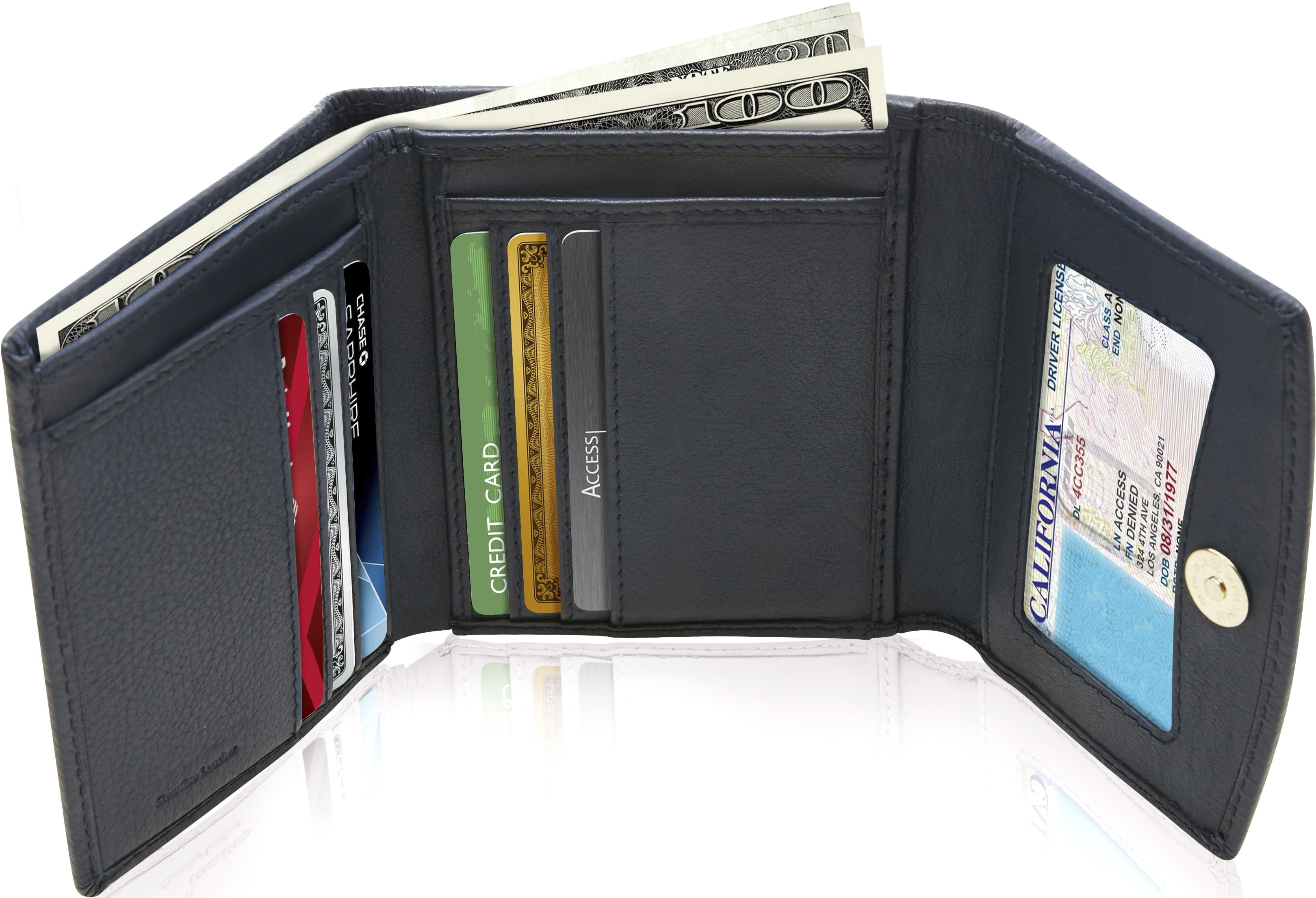 Small Credit ID Card Holder Slim Leather Wallet With Coin Pocket