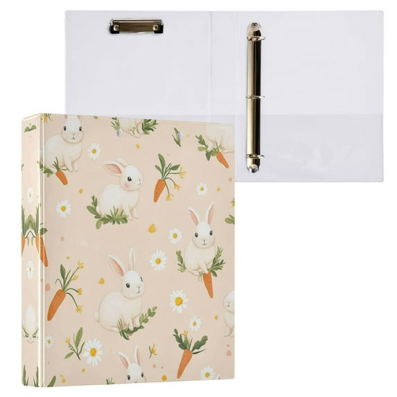 Small Rabbits and Carrots 3 Ring Hardcover Binders 1.5in Round Rings for Letter-Size Folder Paper Organizer Pockets for Office Student Recipe