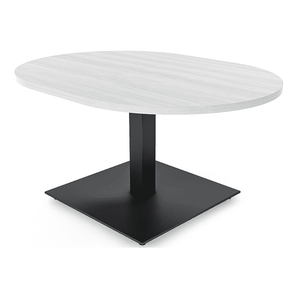 Small Racetrack Shaped Coffee Table With Square Metal Base 34X45 ...