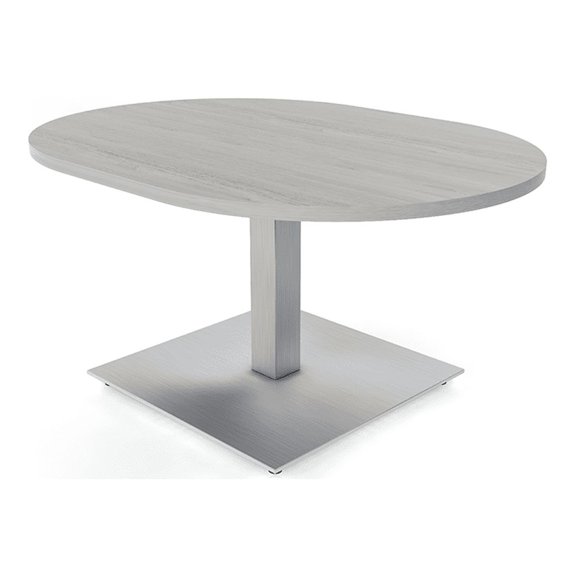 Small Racetrack Shaped Coffee Table With Square Metal Base 34X45