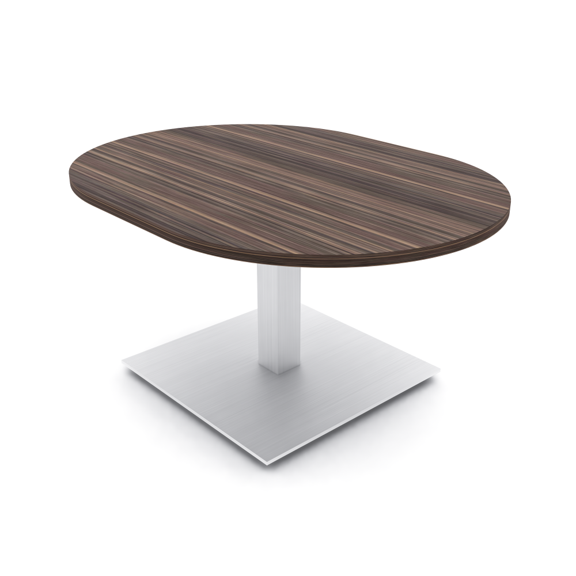 Small Racetrack Shaped Coffee Table With Square Metal Base 34X45