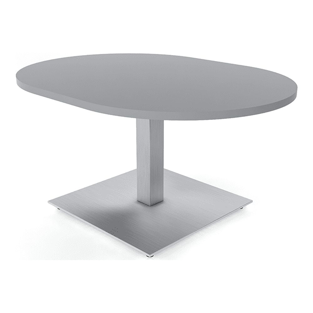 Small Racetrack Shaped Coffee Table With Square Metal Base 34X45 ...