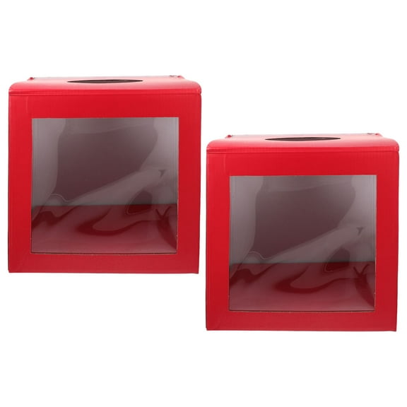 Paper Raffle Box Cardboard Red All Ages Parties 2pcs 9.82*9.82*9.82in