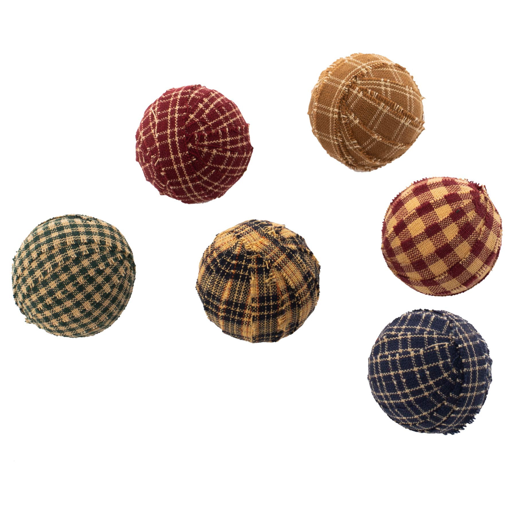 Country Multicolor Plaid and Check Fabric Vase Fillers Set of 6