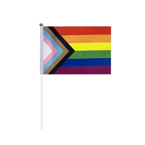 Small Rainbow Stick Flags 5x8 Inch Handheld Pride Flags with Solid Pole Mini LGBTQ Banners for Parades Festivals Party Decorations and Outdoor Events Desk Decor Hand Waving Flag,C