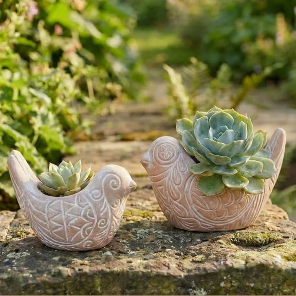 Small Rangoli Terracotta Bird Pots (Setof2)