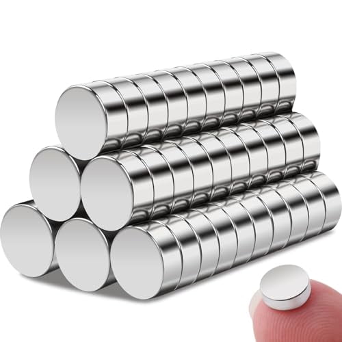 Small Rare Earth Neodymium Magnets - 60 Pcs Mini 6 x 2 mm Round Magnets for Refrigerator, Crafts, Whiteboard