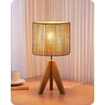 thumbnail image 1 of Small Rattan Table Lamp, Wood Tripod Bedside Lamp, Boho Nightstand Lamp for Living Room, End Table, Office, E26 Base, Natural Style, 1 of 8