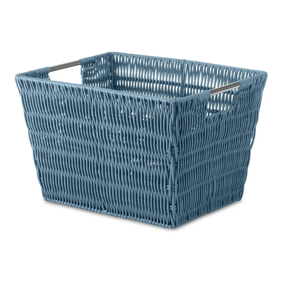Small Rattique Storage Tote by Whitmor-Berry Blue