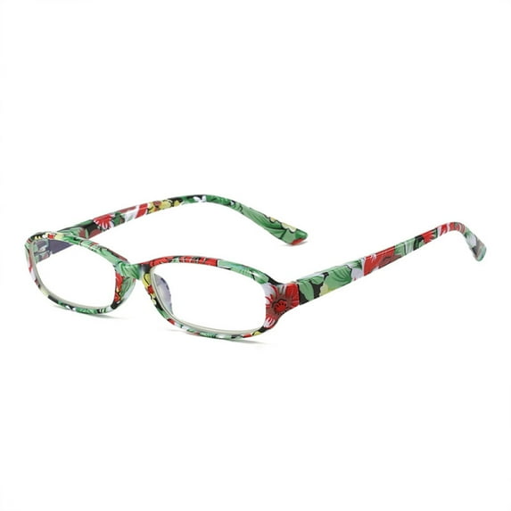 Small Rectangle Flower Print Anti-blue Light Reading Glasses 1.00 Spring Hinges Readers for Women +1.00 strength