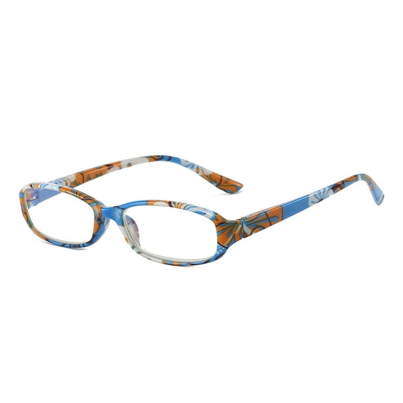 Small Rectangle Flower Print Anti-blue Light Reading Glasses 1.00 Spring Hinges Readers for Women +1.00 strength