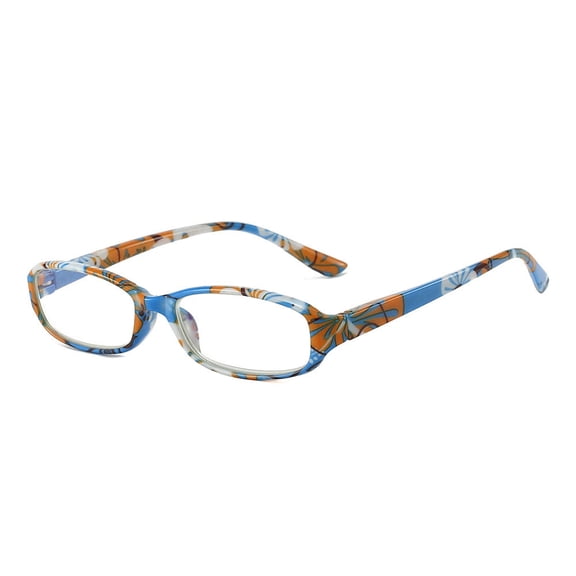 Small Rectangle Flower Print Anti-blue Light Reading Glasses 3.00 Spring Hinges Readers for Women +3.00 strength