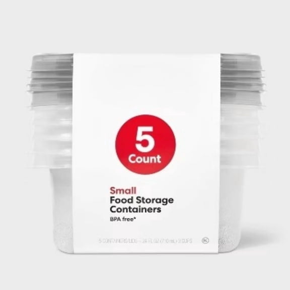 Small Rectangle Food Storage Containers - 24 fl oz/5ct - Dealworthy