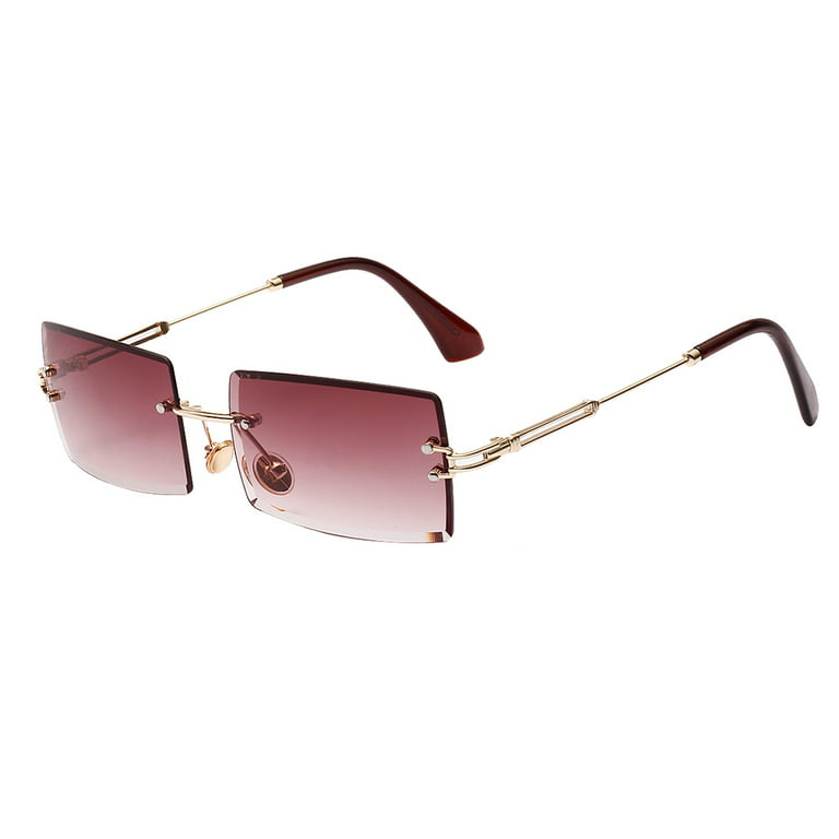 Small Rectangle Sunglasses Women Rimless Square Sun Glasses For Women  Summer Style Female Purple