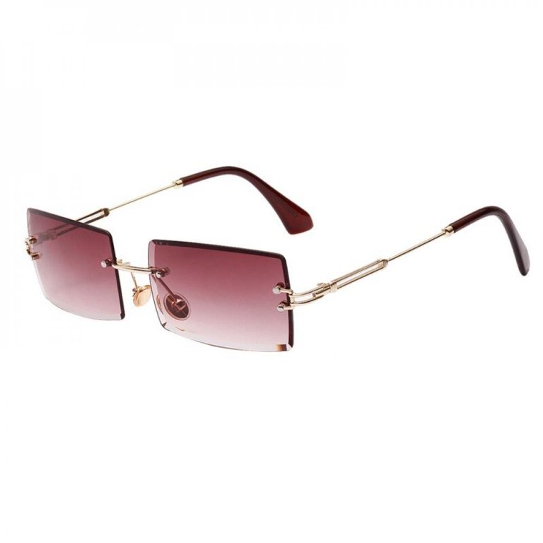 Rectangle Sunglasses for Women Vintage Rimless Square Sun Glasses Vintage Fashion Sunglasses for Women Rimless Frameless  main image 4