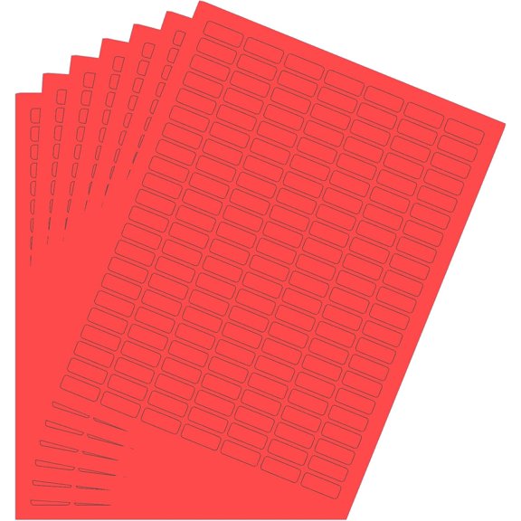 Small Rectangular Labels Printable Stickers for Injket Printers in Red, Small Matte Labels 1 inch x 0.375 inch for Laser Printers with Template Included - 1078 Pack