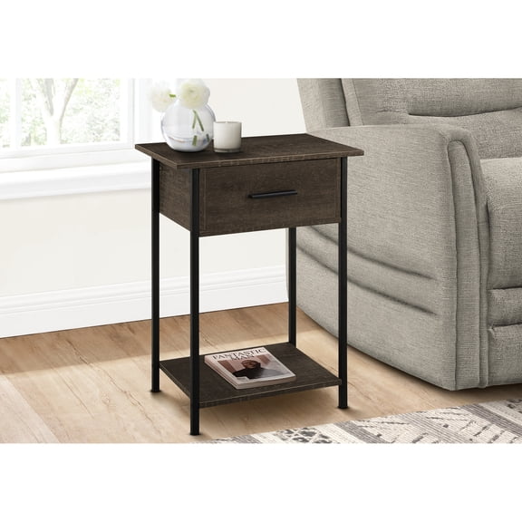 Small Rectangular Shape, Dark Oak Finish | Perfect for Bedroom Side Use and Displaying Objects | Practical Storage Drawer with Stylish Look