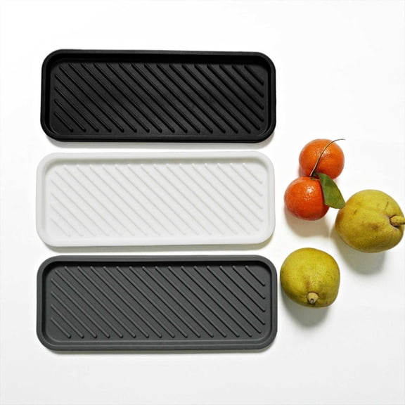 Small Rectangular Silicone Drain Pad Kitchen Drying Rack for Dishes Compact Countertop Organizer with Quick-Dry Function for Accessories, 22.8 cmx9 cmx1.2 cm, Black