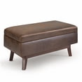 thumbnail image 1 of Small Rectangular Storage Ottoman Bench, Dark Brown Faux Leather Foot Rest Stool with Lift Top and Hidden Compartment for Living Room, 1 of 7