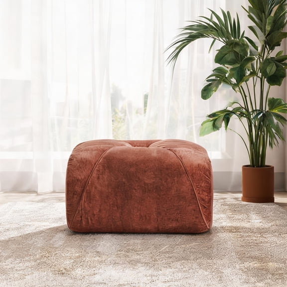 Small Rectangular Velvet Ottoman in Rich Red with Lift-Off Lid and Metal Legs