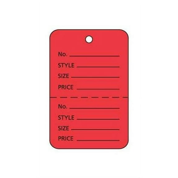 Small Red 2 Part Perforated Price Coupon Tags (1-1/4" x 1-7/8") - 1000 Tags