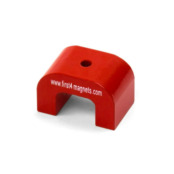Small Red Alnico Horseshoe Magnet - 30mm x 20mm x 20mm 4.5mm hole - 9.92lbs Pull (Pack of 1)