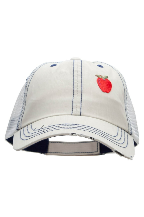 Small Red Apple Patched Low Profile Special Cotton Mesh Cap - Putty OSFM