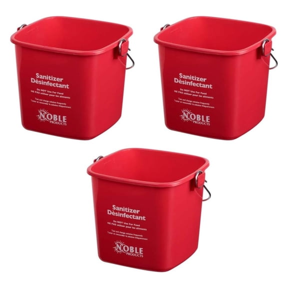 Small Red Bucket - 3 Quart Cleaning Pail - Set of 3 Square Containers, Plastic