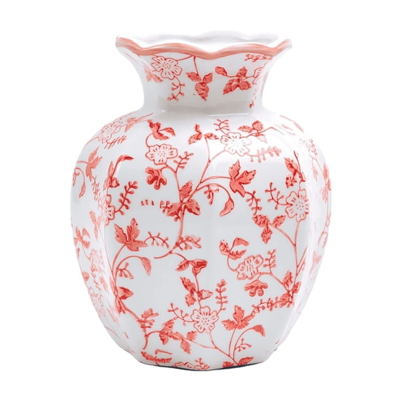 Red Floral Ceramic Vase for Living Room Table Centerpiece Home Decor NOVATRAX