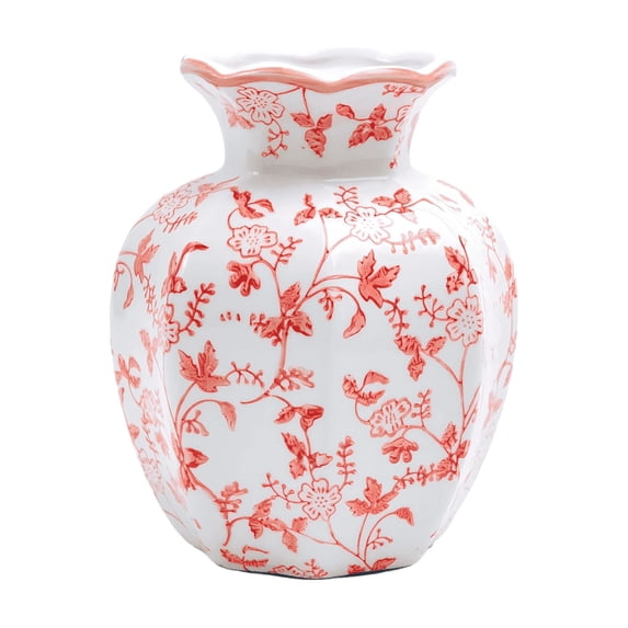 Red Floral Ceramic Vase for Living Room Table Centerpiece Home Decor NOVATRAX