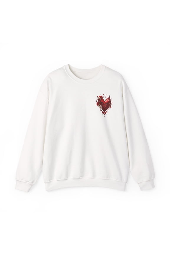 Small Red Heart Sweatshirt, Floral Red Heart Sweatshirt, Floral Love Sweatshirt, Valentine's Day Sweatshirt, Heart Floral Sweatshirt 104