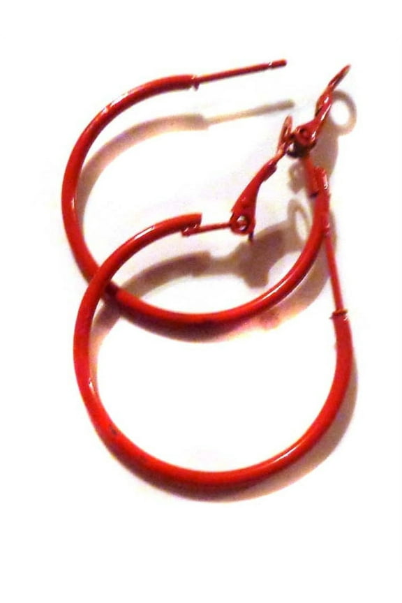 Small Red Hoop Earrings Simple thin 1.25 inch Hoop Earrings