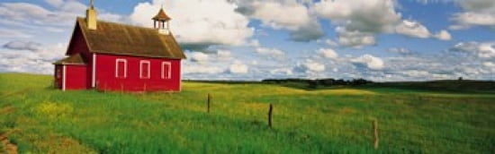 Small Red Schoolhouse Battle Lake Minnesota USA Canvas Art - Panoramic Images (36 x 12)