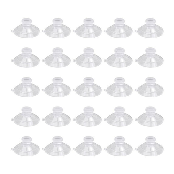 Small Replacement Suction Cups, 25 Pcs Clear Plastic Suction Cups with Loops for Glass Windows Windshield Tile Kitchen Bathroom Mirror Shower Wall Terrarium Car Window, 1.18 Inch, Clear