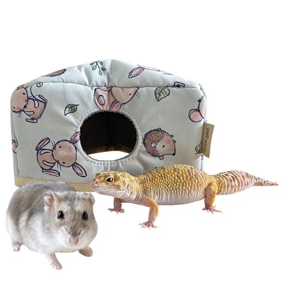 Small Reptile Gecko Hide Hut Cave Accessories Hamster Bed Hideout Bedding ( Blue )