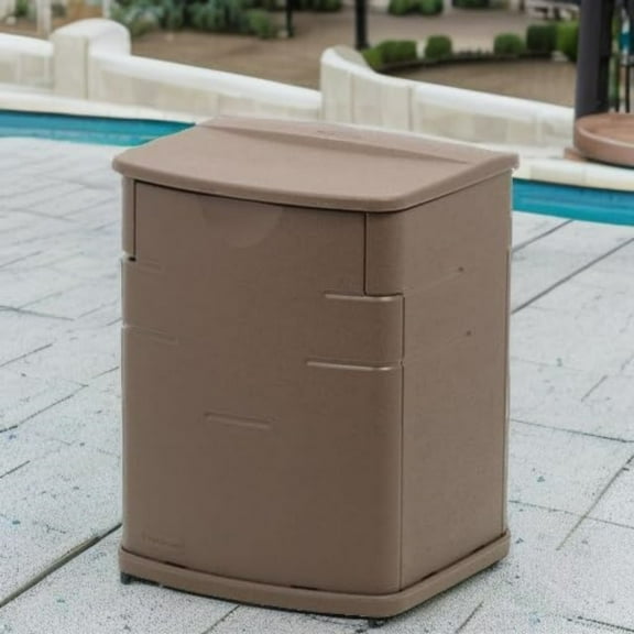 Small Resin Outdoor Storage Deck Box (19 Gal) Weather Resistant Brown Deck Organization for Home/Small Garden Tools/Grilling Accessories/Pool Supplies