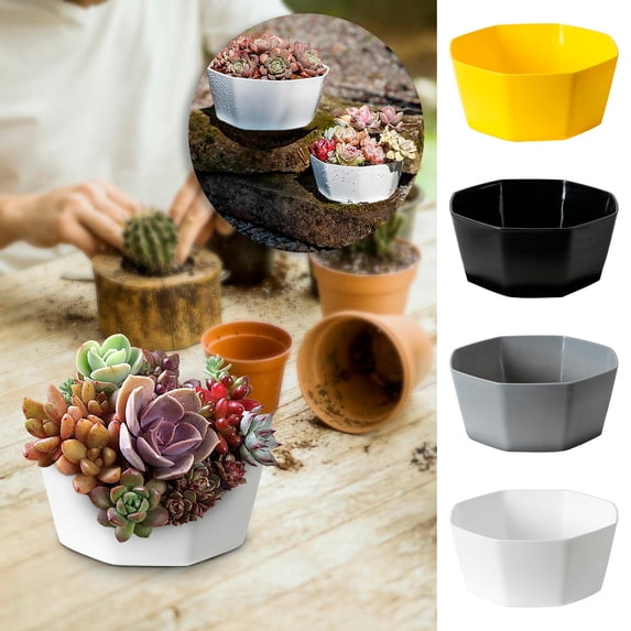 Small Resin Succulent Planter Pot Imitation Ceramic, Thickened Durable Flower Pot for Indoor Outdoor Balcony Windowsill Decor, 6 Inch Diameter