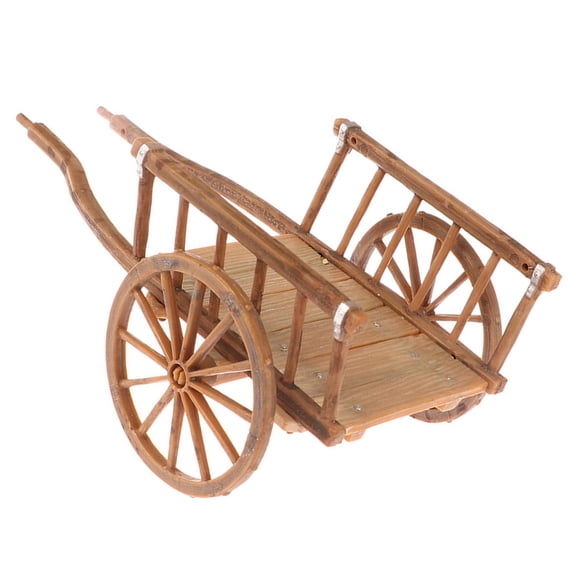 Small Retro Farm Wagons Toy With Detachable Wheels 1/12 Scale Dollhouses Decors For Agricultural Scene Setup