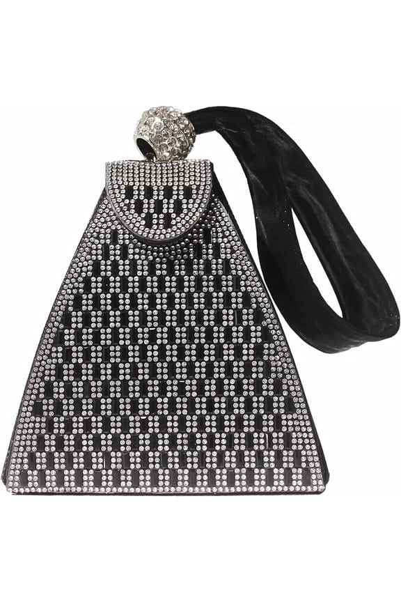 Small Rhinestone Clutch Purse for Womem Sparkly Glitter Triangle Evening Bag Wristlet Handbag