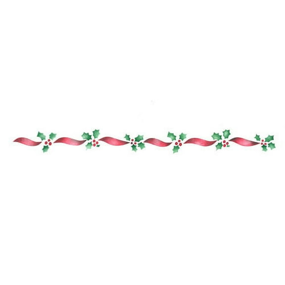 Small Ribbon and Holly Wall Stencil SKU #828A by Designer Stencils
