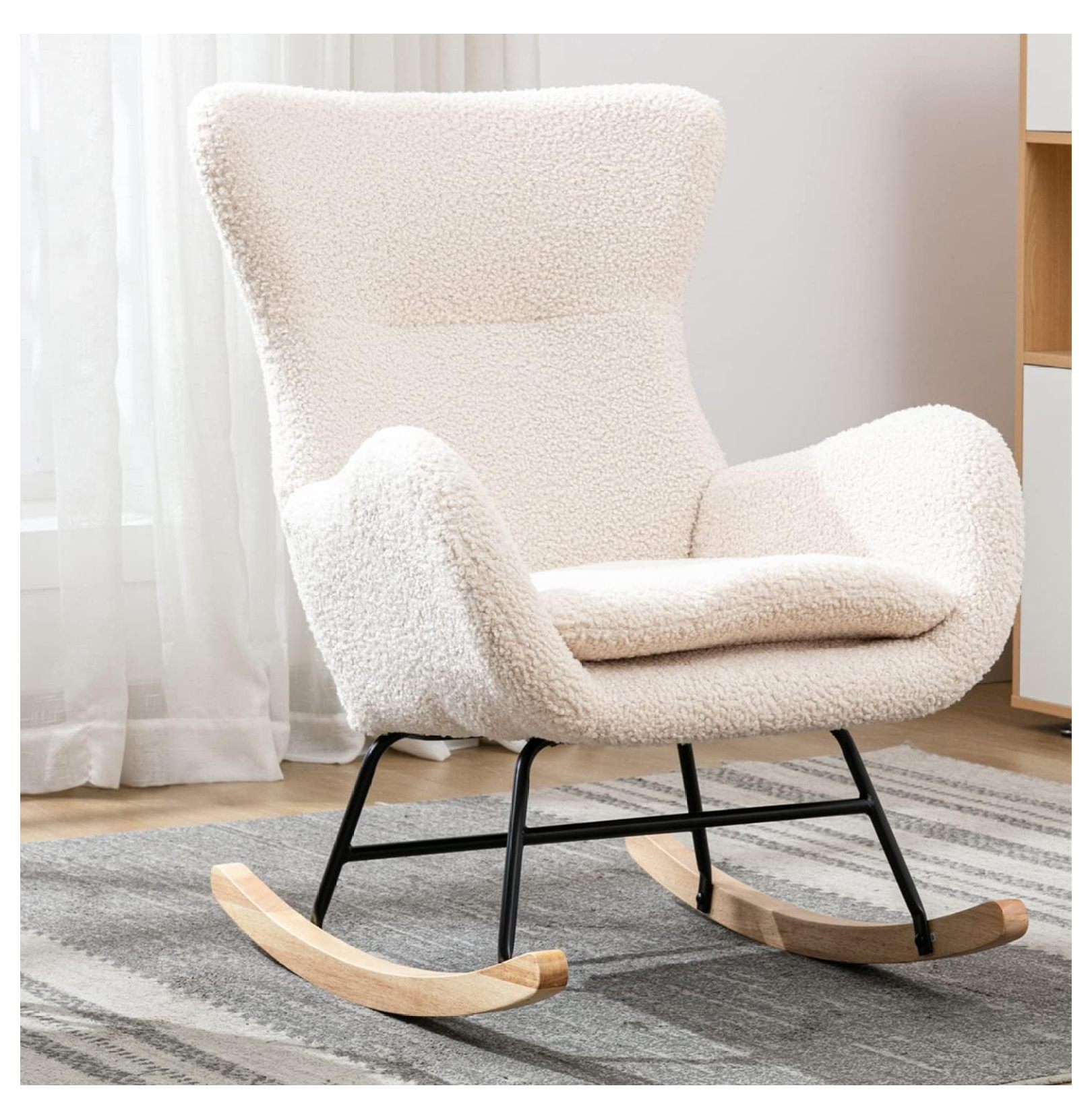 Small Rocking Chair Nursery Modern Glider Rocker Armchair for Baby Nursery Comfy Accent Glider Chair for Nursery Living Room Bedroom Beige Walmart