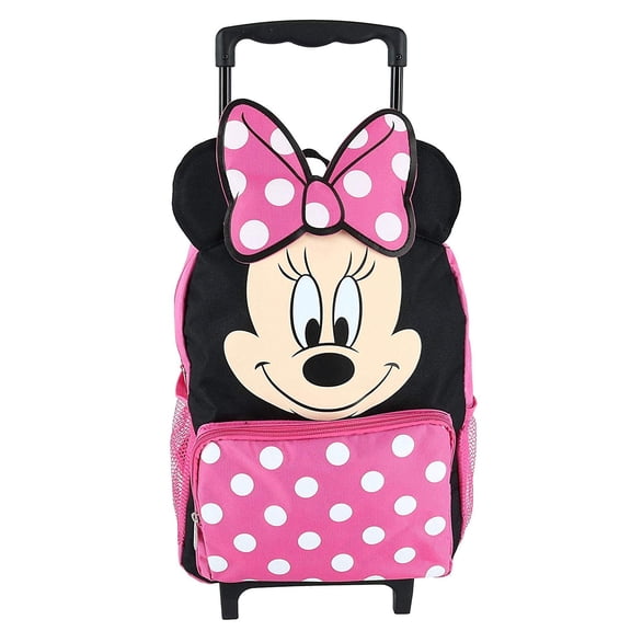 Small Rolling Backpack - Disney - Minnie Mouse Face Pink New 000318-2
