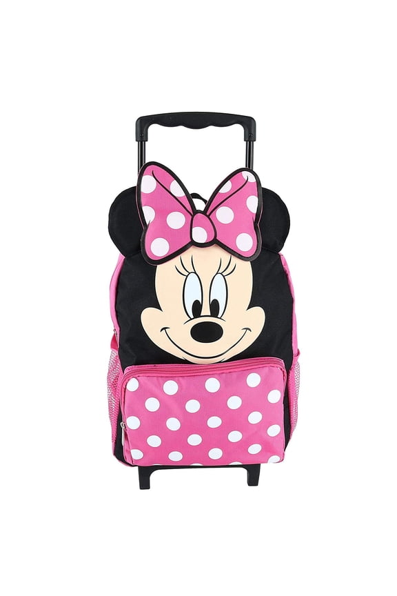 Small Rolling Backpack - Disney - Minnie Mouse Face Pink New 000318-2