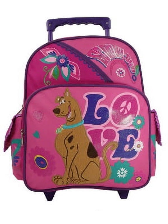Small Rolling Backpack - Scooby Doo Pink Peace & Love New Bag 389482
