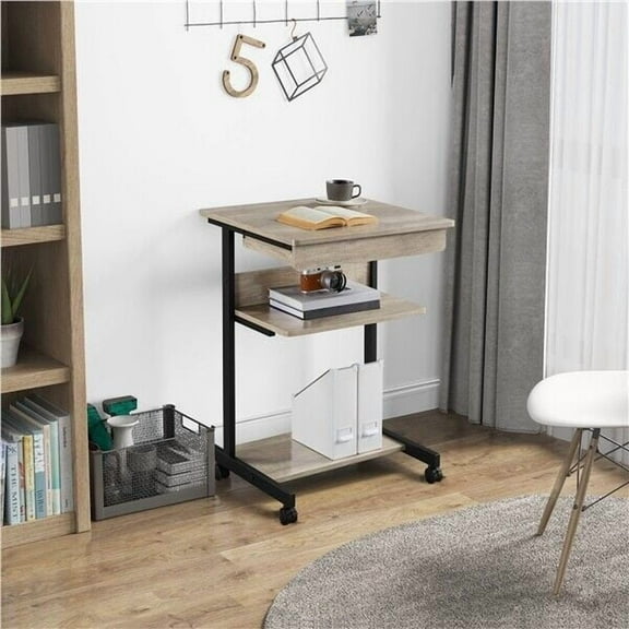 Small Rolling Computer Desk Home Office Tray Desk Workstation Writing Desk Gray