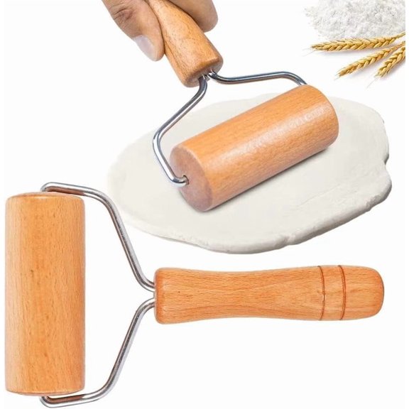 Small Rolling Pin, Bamboo dough roller, Non-Stick Pizza Roller, Dough Baker Roller Set for Home Kitchen Baking Cooking