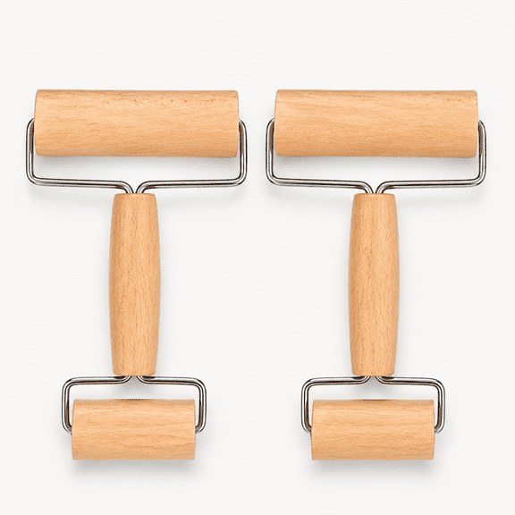 Small Rolling Pin, Mini Pizza Dough Roller, Non-Stick Wood Pastry Roller, Double-Ended Dough Baker Tool for Baking Pie Cookie Tart, Home Kitchen Cooking 4.4in 2.87in