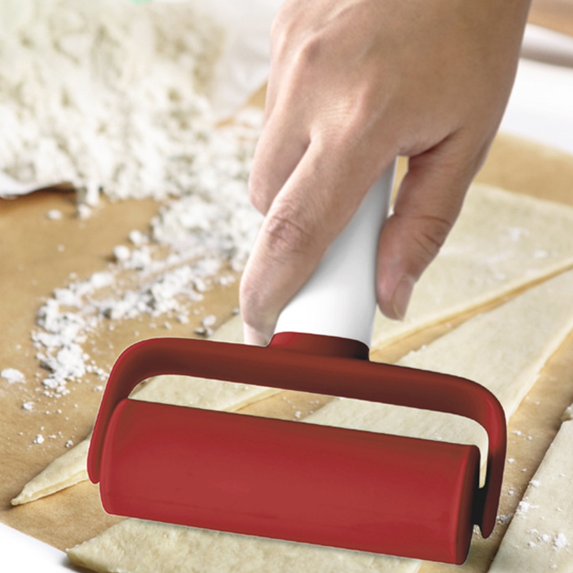 Small Rolling Pin Pizza Roller, Pastry Roller Non-Stick T-Type, for Cake Baking Tortilla Fudge Pizza Cookies and Other Kitchen Baking Cooking (Red)