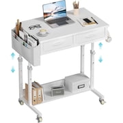 Small Rolling Standing Desk with Drawers & Storage, 32 Inch Height Adjustable Desk on Wheels for Teachers, Students, Portable Mobile Workstation for Home Office, Small Spaces, Sewing & Crafts