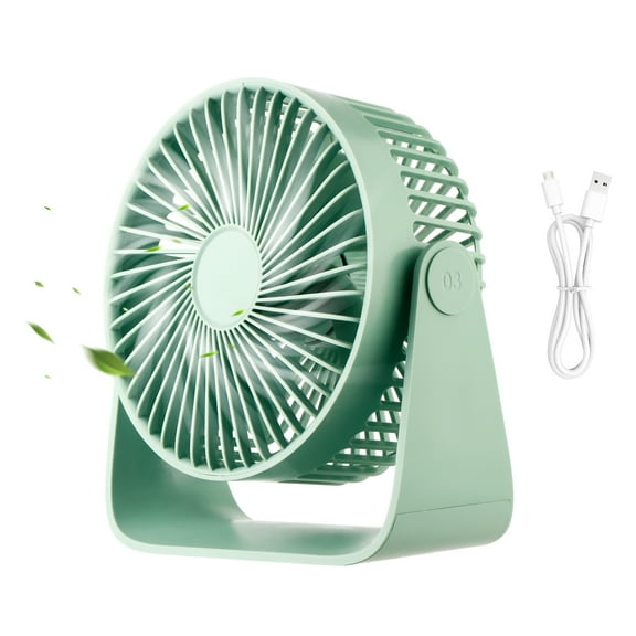 Small Room Air Circulator Fan, 3 Speeds 360° Rotation Table Fan, 30 db Low Noise, USB Rechargeable for Bedroom, Office, Travel, Camping